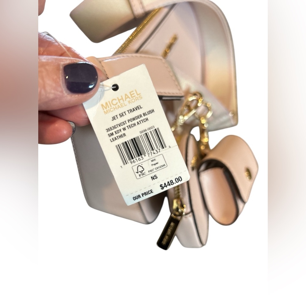 Michael Kors Retail $448 Jet Set Leather Blush Pink Logo Crossbody Bag for MAR - Picture 2 of 4